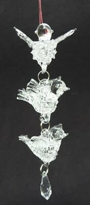 Hand Spun Blown Glass 5" Clear Doves Row Hanging Christmas Ornaments - Picture 1 of 6