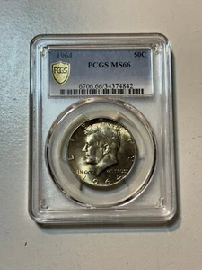 Medio dólar Kennedy 1964 P PCGS Goldshield MS66 PQ - Imagen 1 de 6