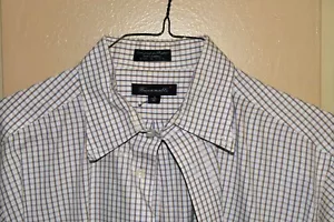 Faconnable Men Shirt,White with fine Checkered size 16L - Picture 1 of 2
