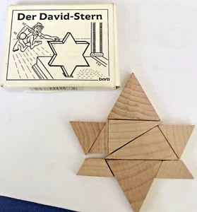 Dissezierter DAVIDSTERN 9-teiliges Holzpuzzle ""Der David-Stern"" BARTI Deutschland - Bild 1 von 5