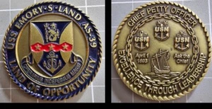 Challenge Coin USS Emory S Land AS-39 Cpo Excellence Through Leadership US Navy - Bild 1 von 7