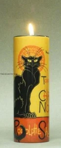 Le Chat Noir Black Cat Ceramic Cylinder Candle Holder Tealight Artist Steinlen - Picture 1 of 2