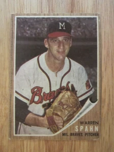 Tarjeta coleccionable Warren Spahn 1962 Topps #100 MLB béisbol Milwaukee Braves - Imagen 1 de 10