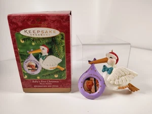 Hallmark Andenken Ornament Babys erste Weihnachten 2000 Storch Fotohalter NEU - Bild 1 von 2