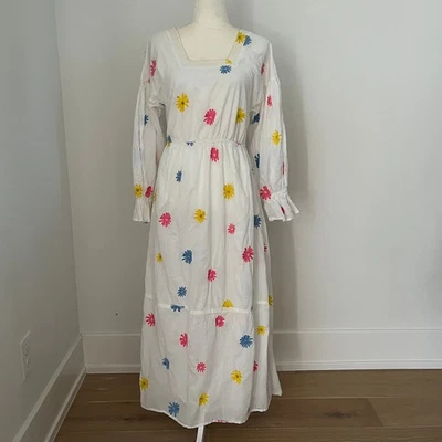 Something Navy Daisy Cotton Maxi Dress White Small - Image 1 of 4