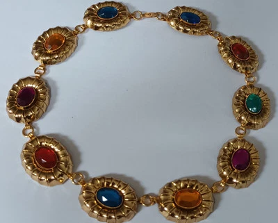 Collar de oro vintage con brillantes cristales de lucita multicolores Foto 1 de 4