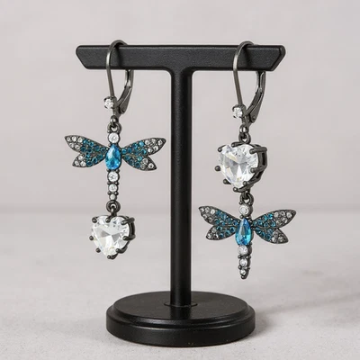 Pendientes colgantes Betsey Johnson circonita cúbica y mariposa doble desajuste regalo perfecto Foto 1 de 4