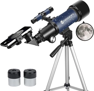 70mm Refractor Telescope for Adults Beginners with Tripod & Phone Adapter - Blue - Picture 1 of 12