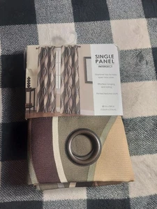 Rideaux panneau rideau simple gris marron marron foncé Geo Wave 48 pouces x 84 pouces œillet neuf avec étiquette - Photo 1/4