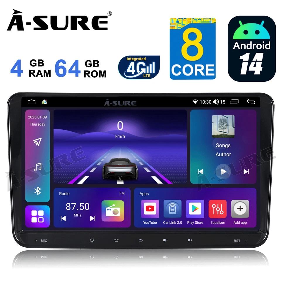 4+64GB Android 14 Autoradio CarPlay GPS Navi für VW Touran Golf 5 6 Passat Polo - Bild 1 von 4