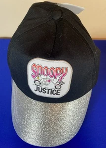 Justice Peanuts Snoopy Girls Black Baseball Hat One Size NWT - Picture 1 of 4