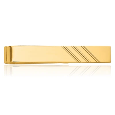 14K Solid Yellow Gold Mens Engraved Tie Clip Bar Tac - Image 1 of 4