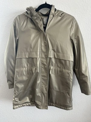 ZARA Kids Faux Fur Lined Light Gold Raincoat jacket Girls Size 11-12 - Image 1 of 4
