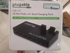 Plugable USB Hub, 10 Port - USB 2.0 with Two Flip-Up Ports - Afbeelding 1 van 1