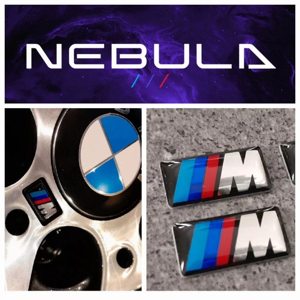 BMW, ALLOY WHEEL M BADGE STICKER EMBLEM DECAL 17MM X 9MM SET OF 4