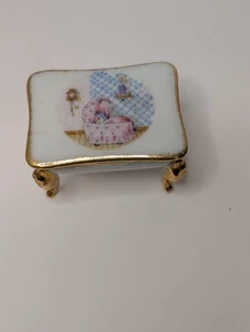 Limoges France trinket box jewelry box vintage Antique Baby Clock With Gold Trim - Picture 1 of 11