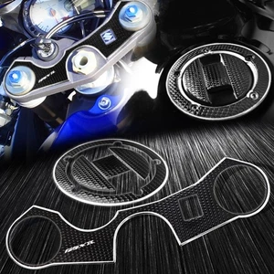 Handle Yoke Cover+Fuel Cap Perforate Black Sticker Pad 06-23 GSXR 600/750 Chrome - Picture 1 of 9