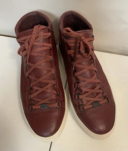 Sneakers alte Balenciaga Arena pizzo marrone lusso in pelle taglia 46 US 12/13 - Foto 1 di 11