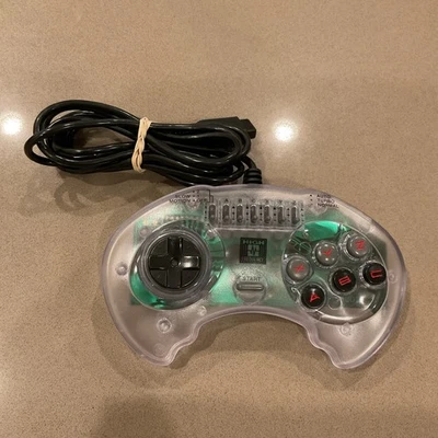 High Frequency Sega Genesis Controller CLEAR 6 Six Button Arcade Pad Turbo - Image 1 of 4