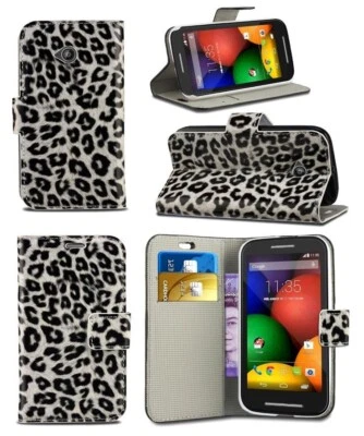 Leopard Print White Wallet Phone Case For Alcatel OneTouch 3040 Animal Design - Image 1 of 4