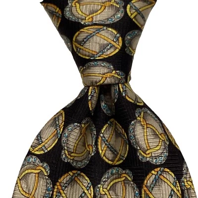 Corbata para hombre VALENTINO Cravatte ITALIA diseñador geométrica negra-multi usada en excelente estado Foto 1 de 3