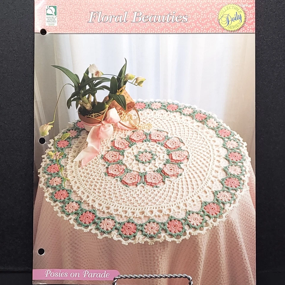 Posies On Parade Thread Crochet Doily Pattern House Of White Birches 109114 - Image 1 of 1