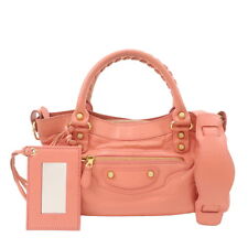 Auth BALENCIAGA The Giant First 2Way Bag Pink Leather 285433 Used