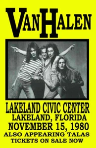 VAN HALEN REPLICA 1980 CONCERT POSTER - Picture 1 of 1
