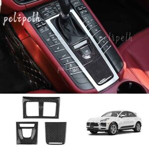 Dry Carbon Fiber Central Console Gear Shift Panel Trim For Porsche Macan 2015-21