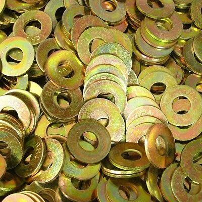 PLATONIX (500) 5/16" USS Thru-Hardened Grade 8 Flat Washer Yellow Zinc