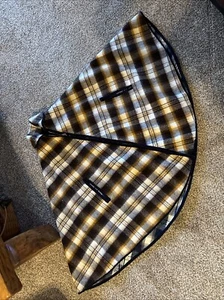 Vintage Wool Plaid Brown & Blue Reversible Zip Cape One Size EUC - Picture 1 of 4