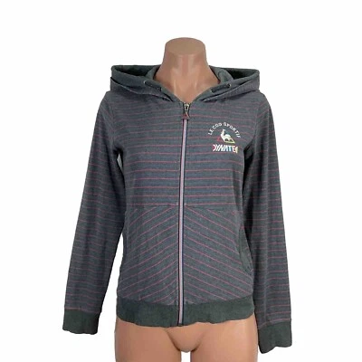 Le Coq Sportif Zip Up Hoodie Jumper Size M Womens Pink Striped Sweatshirt Zip - Image 1 of 4
