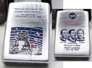 Apollo 11 Crew Moon Landing Engraved Zippo Oil Lighter 2005 Mint Rare - Picture 1 of 11