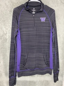 Washington Huskies Colosseum Mens Long Sleeve Shirt Size M Purple Gray Zip pocke - Picture 1 of 12