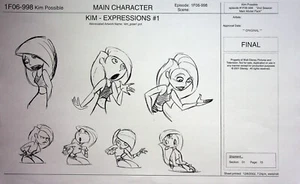 Disney's Kim Possible 2002 Estudio de Producción Copia Personaje Modelo Guía Página - Imagen 1 de 2