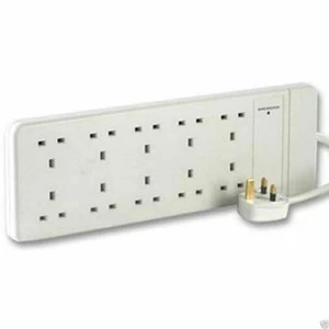 2m 10 Gang Way 13A Trailing Socket Mains Power Extension Lead for Home / Office - Afbeelding 1 van 5