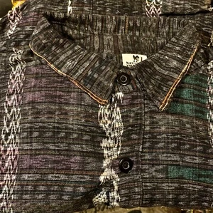 Guatemala Woven Ethnic Maya Textile Shirt L Charcoal - Picture 1 of 4