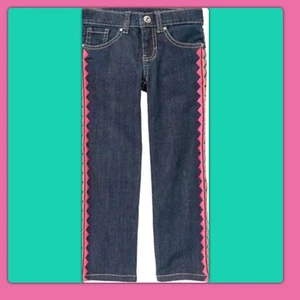 NWT Girls 10 Gymboree “WILD FOR HORSES” Cotton Denim Blue Adjustable JEANS PANTS - Picture 1 of 3