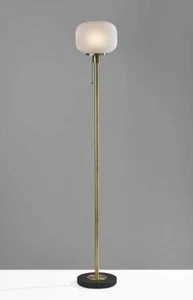 65 Black Torchiere Floor Lamp With White Globe Shade - Picture 1 of 1