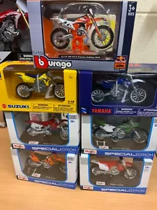 7 x 1:18 Die-Cast Motocross MX Modelo de Juguete Bicicletas KTM CRF RMZ KXF YZF HERLING - Imagen 1 de 8