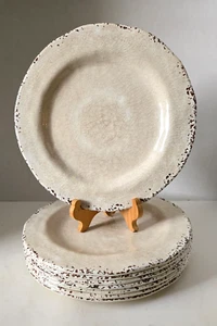 Pier 1 Creme Braun Carmelo Melamin 11" Essteller, 8er Set, Crackle Finish - Bild 1 von 3