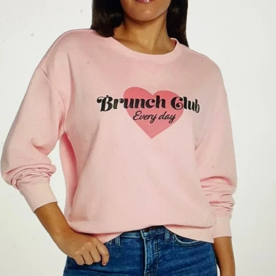 Sudadera Wildfox Brunch Club Everyday Rosa-Talla Pequeña-NUEVA CON ETIQUETAS Foto 1 de 1