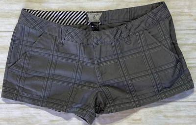 Volcom Women’s Gray Plaid Short Shorts Size 5 - Image 1 of 4