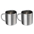Set of 2, Stainless Steel 7.4oz Double Wall Mug Beer Tea Coffee Drinking Cup