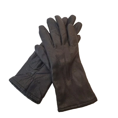 VTG Fownes Womens Black Leather Wrist Gloves SZ 7 Driving Acrylic Knit Lined - Image 1 of 4