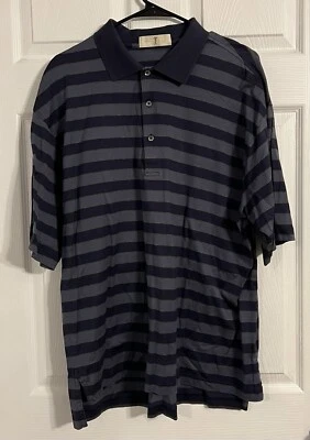 harry vardon golf Men’s Short Sleeve Striped Size Large Blue And Gold - Image 1 of 4