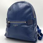 Longchamp backpack with logo, all leather, bicolor, A4 size, navy