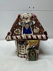 2002 Blue Sky Heather Goldminc Gingerbread Man House Candle Holder Tealight - Picture 1 of 10