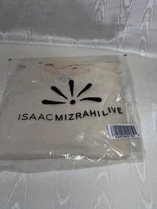 ISAAC MIZRAHIL LIVE 100% CASHMERE HIGH CREW NECK LONG SLEEVE SWEATER CREAM (SZM) - Picture 1 of 11