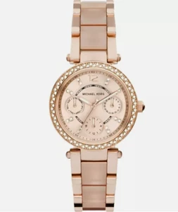 Michael Kors MK6110 Parker Rose Dial Rose Gold SS Chrono Quartz Womens Watch - Picture 1 of 5